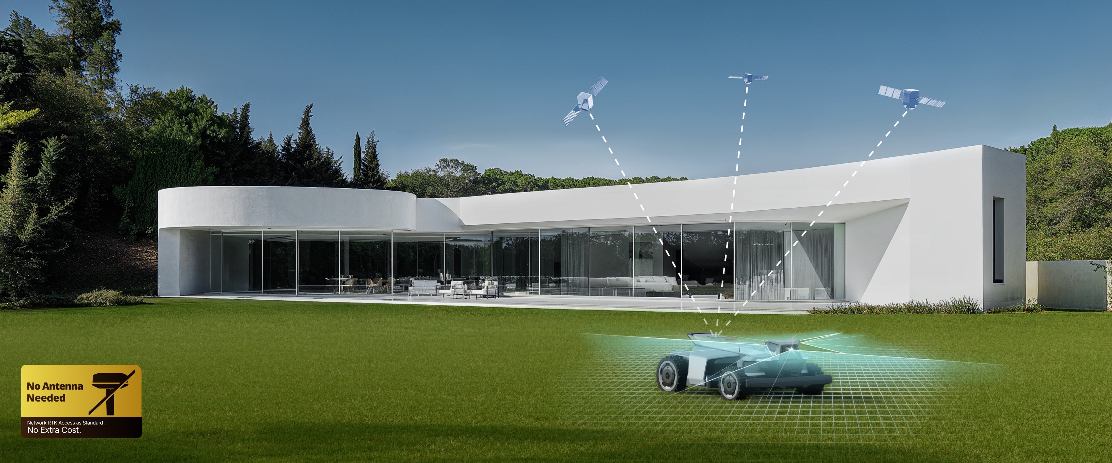 <p>Network RTK access is included at no extra cost, and the required cellular data is provided free of charge.⁷ Fast deployment with antenna-free RTK and one-click mowing.⁸ Works consistently in any weather.</p>