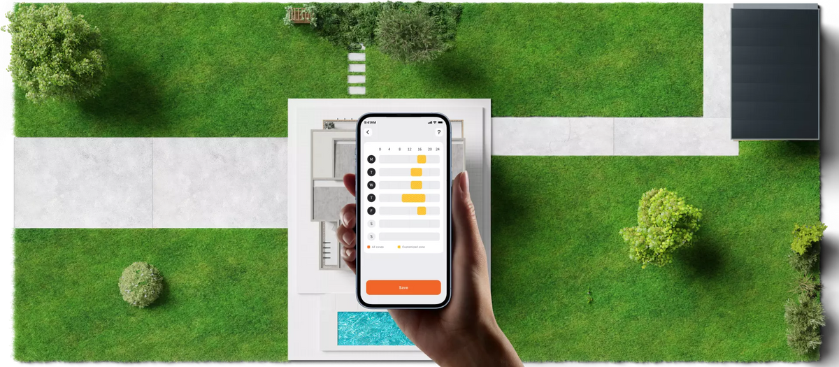 Load video: <p>Set up mowing schedules for multiple zones</p>