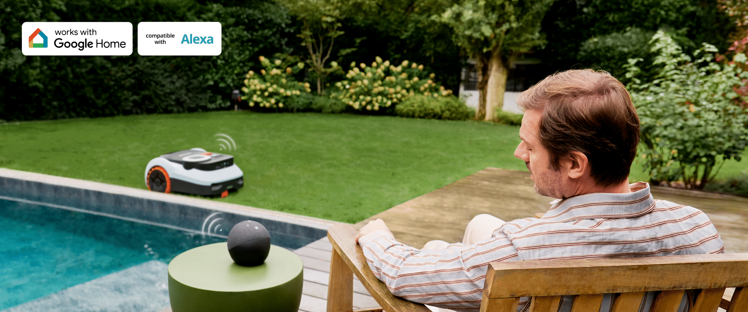 <p>Hands-free control via Alexa or Google Home.</p>