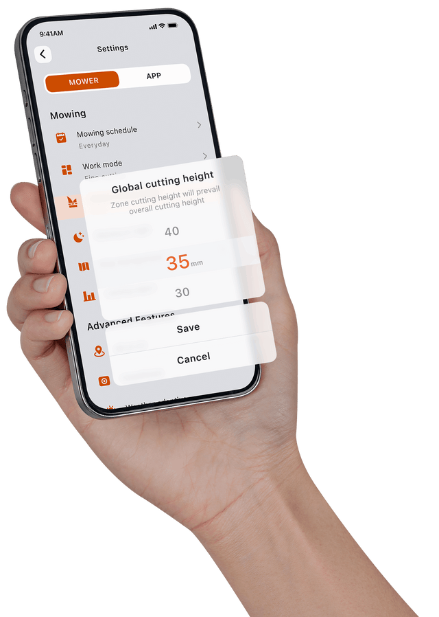 Navimow App – správa zón