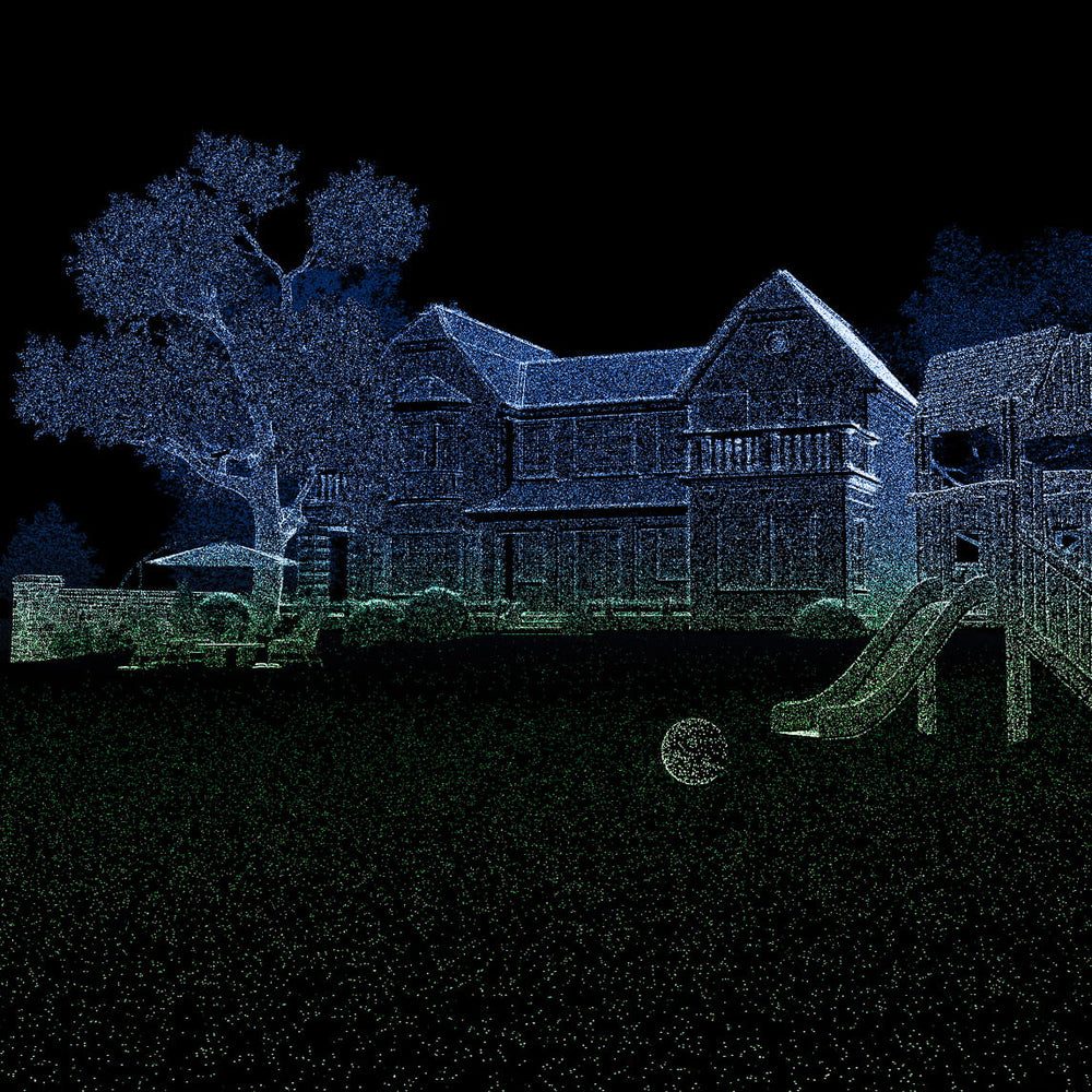 Segway Navimow i105E robot lawn mower scans a backyard lawn.