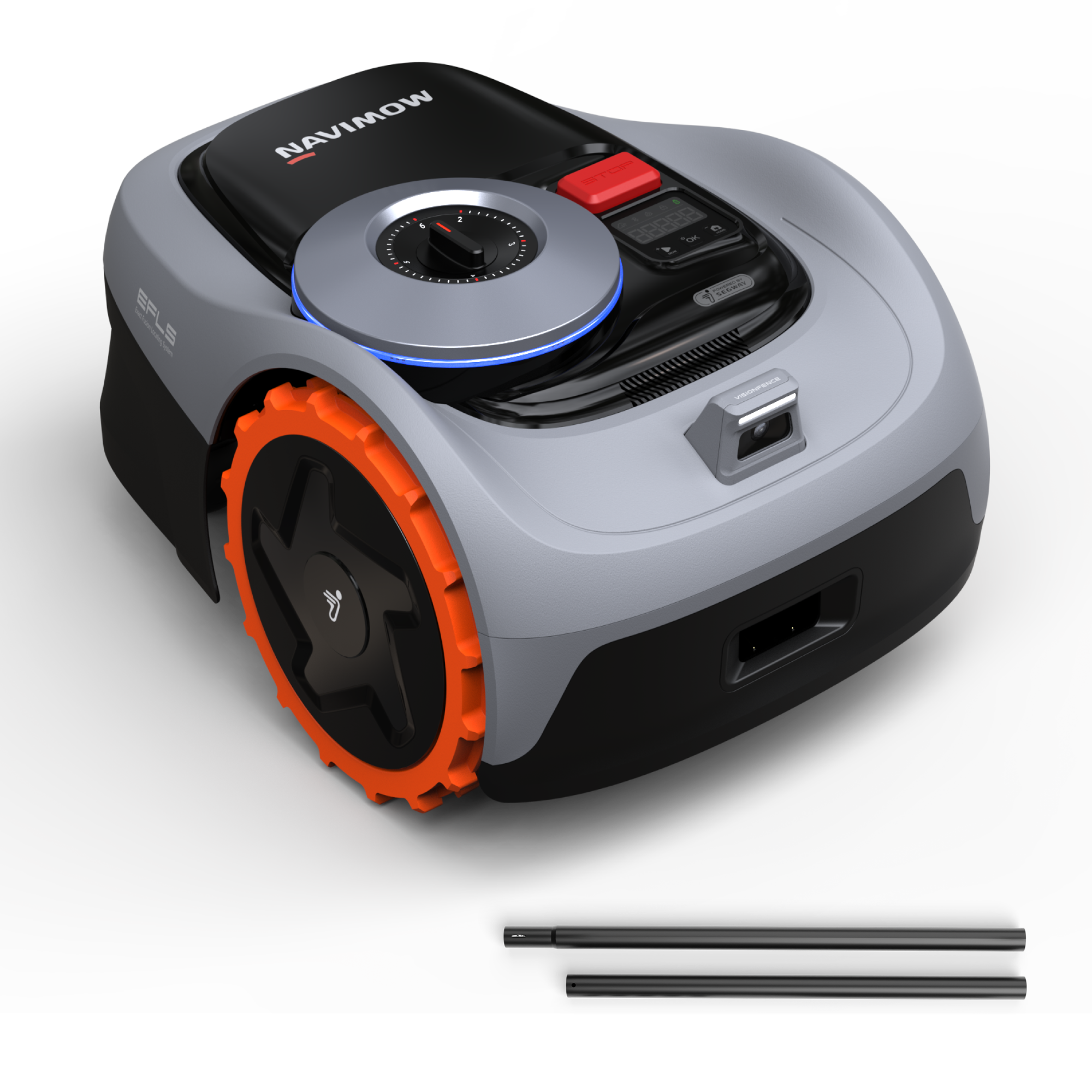 Navimow i105E+Antennenverlängerungsstange, Mähroboter ohne Begrenzungskabel, Empf. 500 m², Max. 600 m², RTK+Vision Rasenmäher Roboter Testsieger, Igelschutz Rasenroboter, KI Auto Kartierung