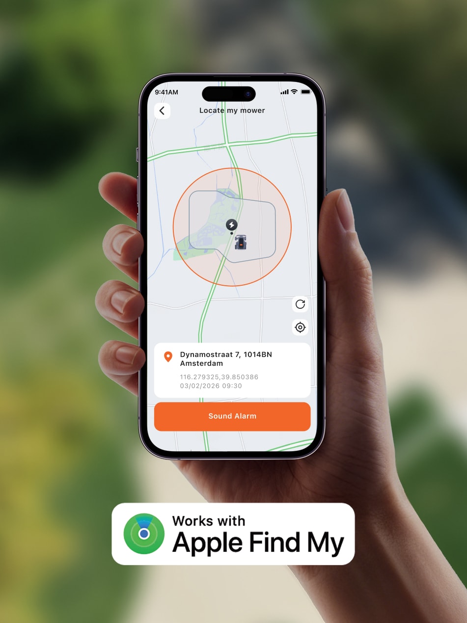 Navimow i110N robot lawn mower works with Apple Find My