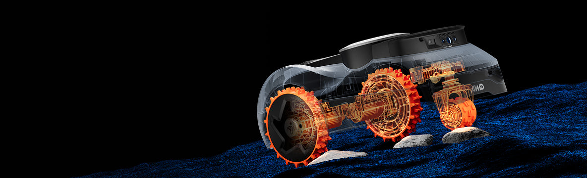 Navimow i110 robot lawn mower with internal all wheel drive.